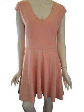 bebe Peach V-Neck Cap Sleeve Skater Dress